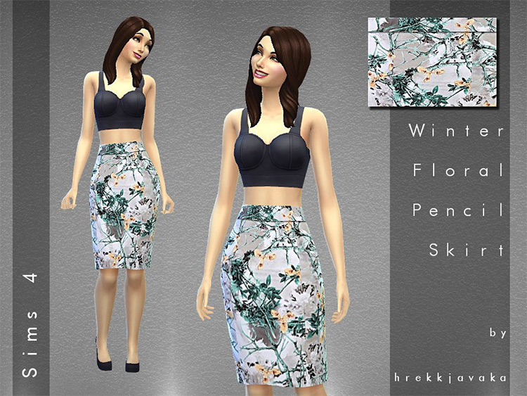 Floral Winter Pattern Skirt - Sims 4 CC