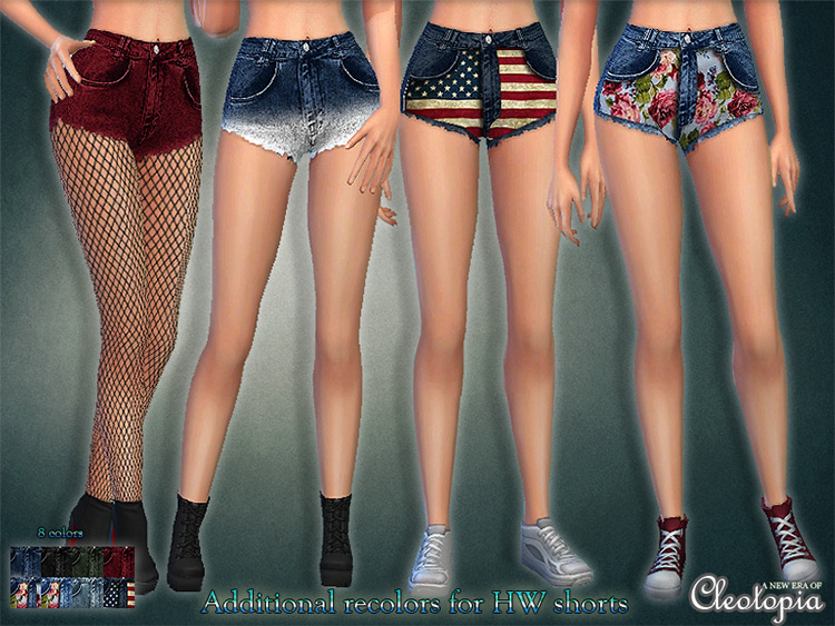 High Waisted Shorts w/ Prints - Sims 4 CC