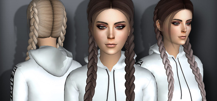 sims 4 cc curly pigtails adult