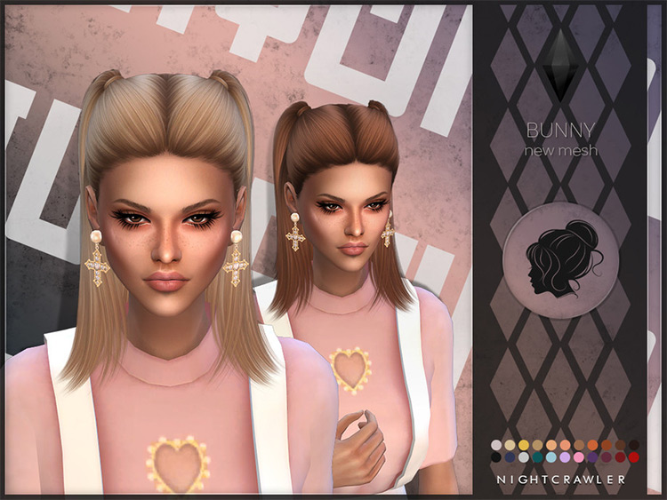 High on head pigtails - short style Sims4 CC