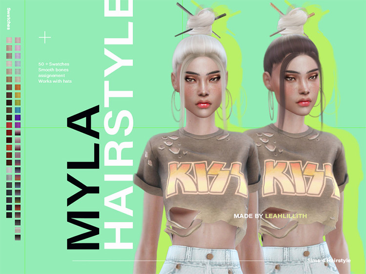 Myla Hair Chopsticks Updo for The Sims 4 CC