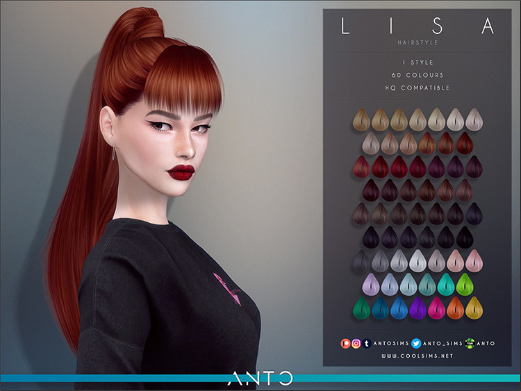 Lisa Blackpink Kpop Ponytail - Sims 4 Hair CC