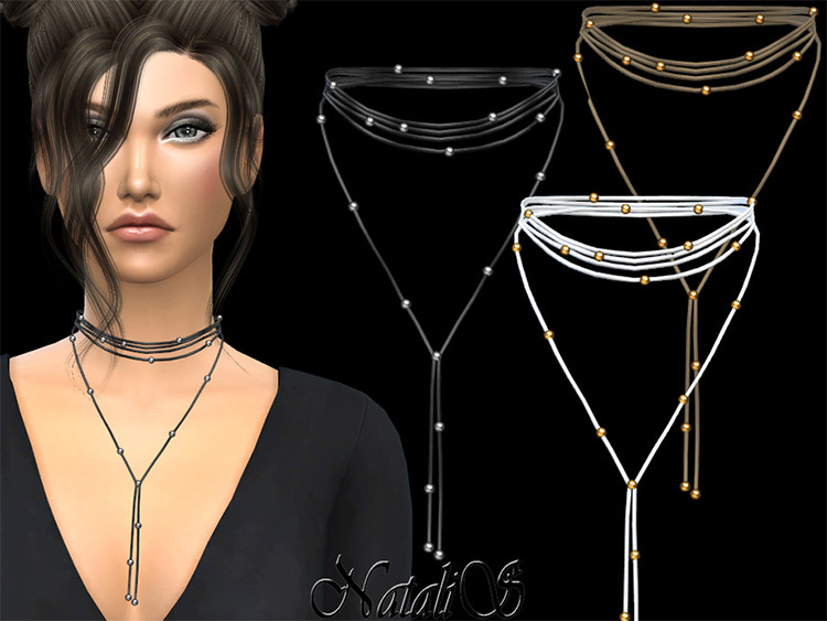 Metal & Suede Choker Necklace, Sims 4 Custom Content