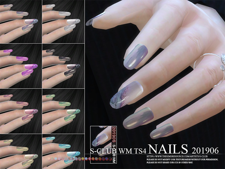 WM Nails Marble-Themed - Sims 4 CC