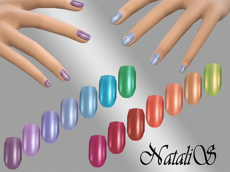 Rainbow Short Nails for The Sims 4