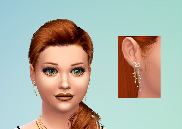 Bahira Gold Star Earjacket - Sims 4 CC