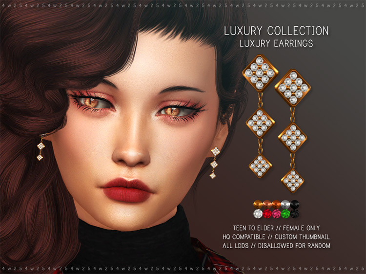 Luxury fancy earrings for The Sims 4