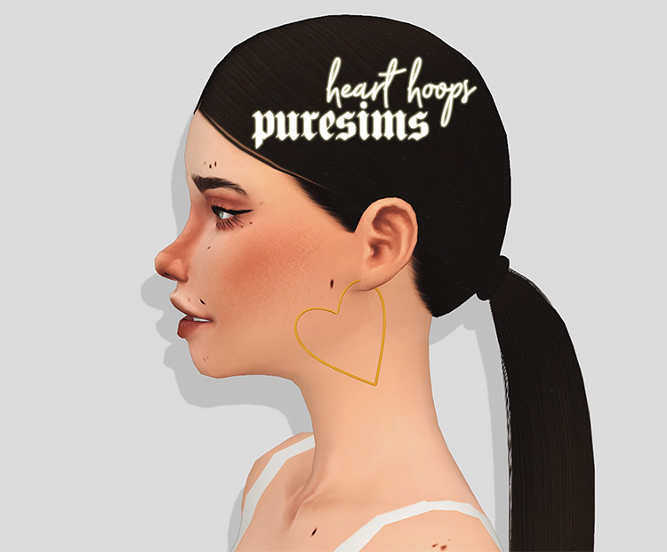 Heart Hoops - Sims 4 Earrings CC