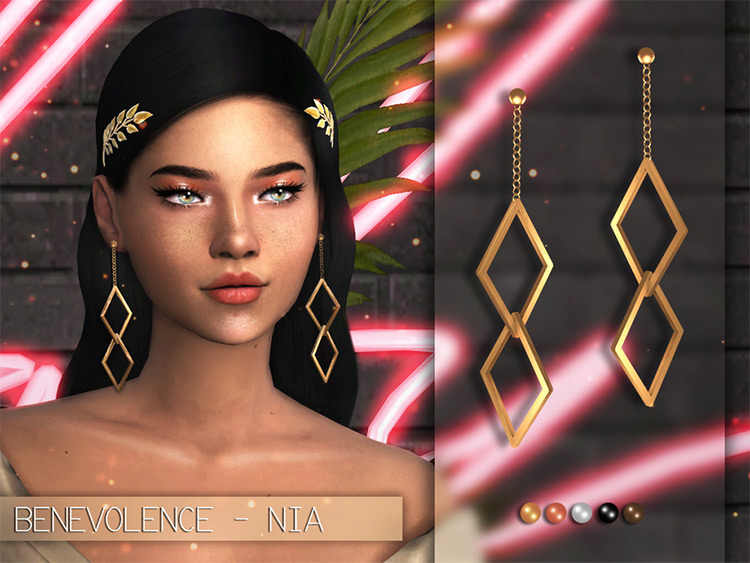 Plumbob-shaped golden earrings Sims4 CC