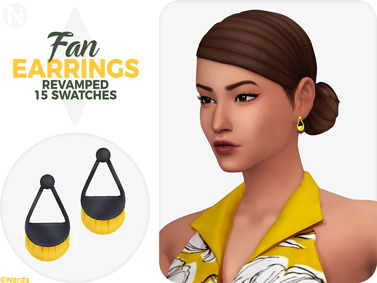 Sims4 Smaller-sized Fan Earrings CC