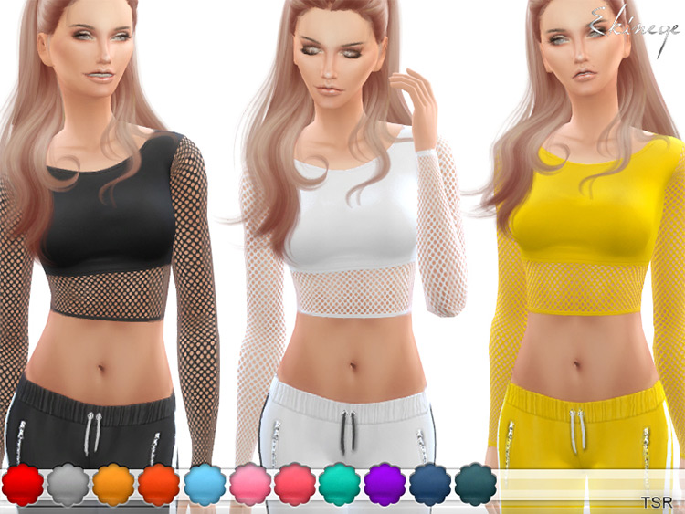 Fishnet Crop Top - Sims 4 CC