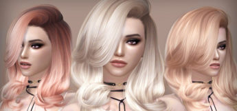 Wavy and erratic mid-length hair - blonde, orange, pink, Sims 4 hair CC