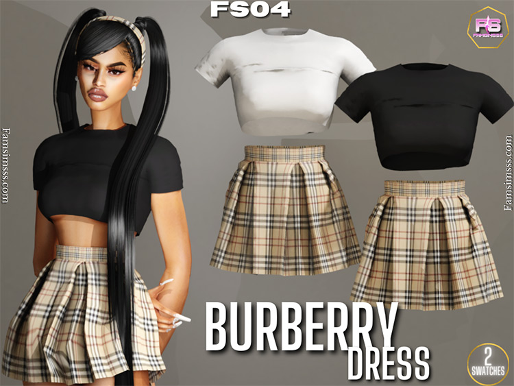Burberry Dress / Sims 4 CC