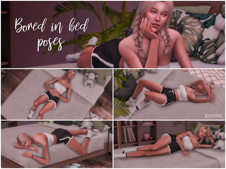 Bored in Bed Poses / Sims 4 CC