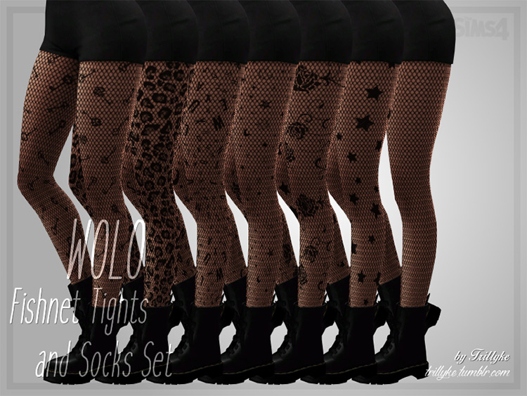 WOLO Fishnet Tights and Socks / Sims 4 CC