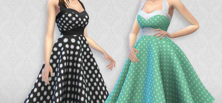 Polka Dot Sarah Dress CC Preview for The Sims 4