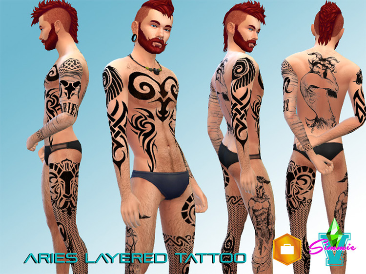 Aries Layered Tattoo Sims 4 CC