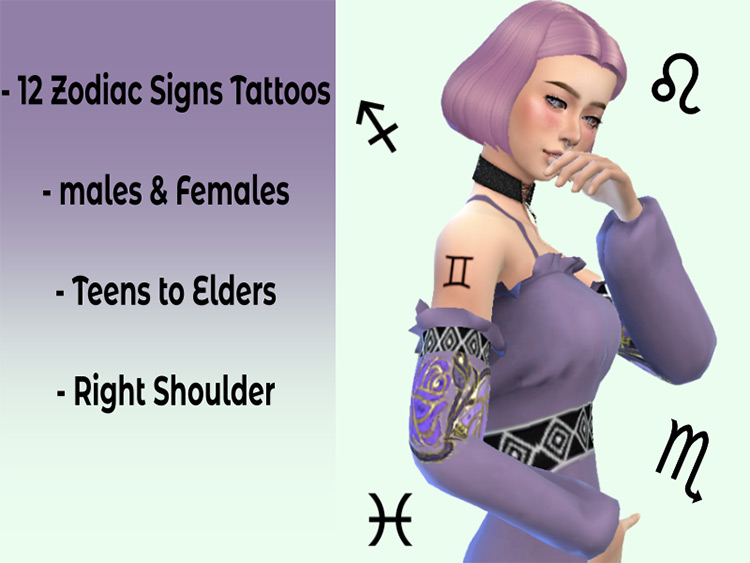 Zodiac Signs Tattoos Sims 4 CC