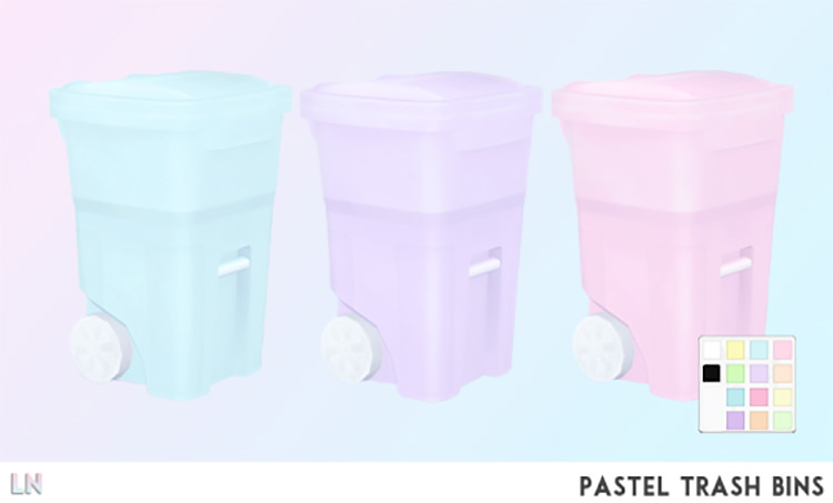 Pastel Trash Bins / Sims 4 CC