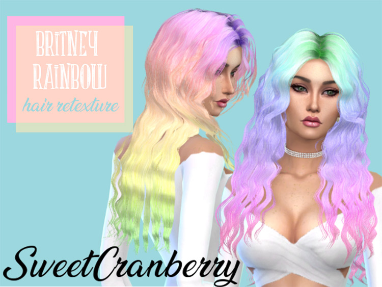 Britney Pastel Rainbow Hair for The Sims 4