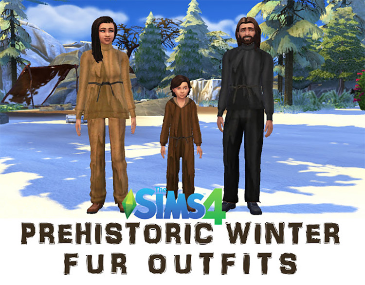 Prehistoric Winter Fur Outfits / TS4 CC