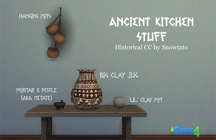 Ancient Kitchen Stuff Set / Sims 4 CC