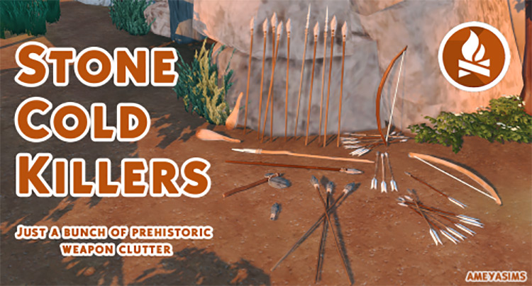 Stone Cold Killers: Prehistoric Weapons Clutter for The Sims 4