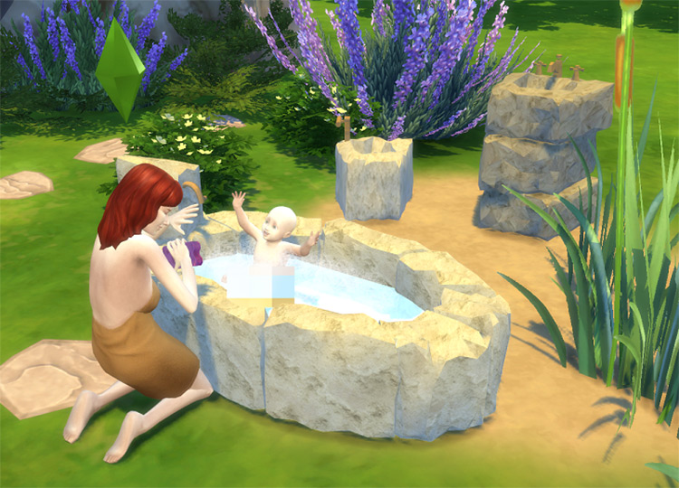 Stone Age Bathroom for The Sims 4