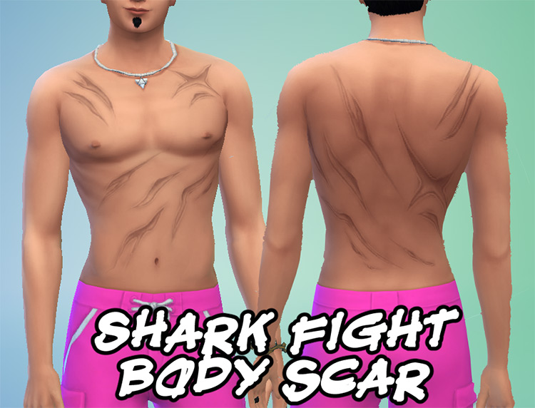 Shark Fight Body Scars for The Sims 4