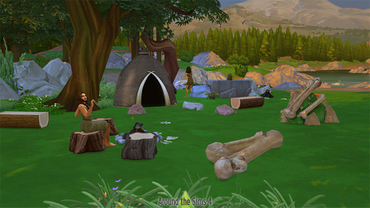 Prehistoric Hut and Dinosaur Bones / TS4 CC