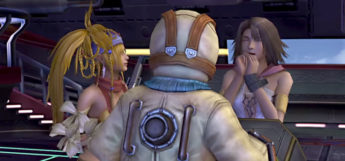 Yuna, Rikku and Shinra on the airship in Final Fantasy X-2
