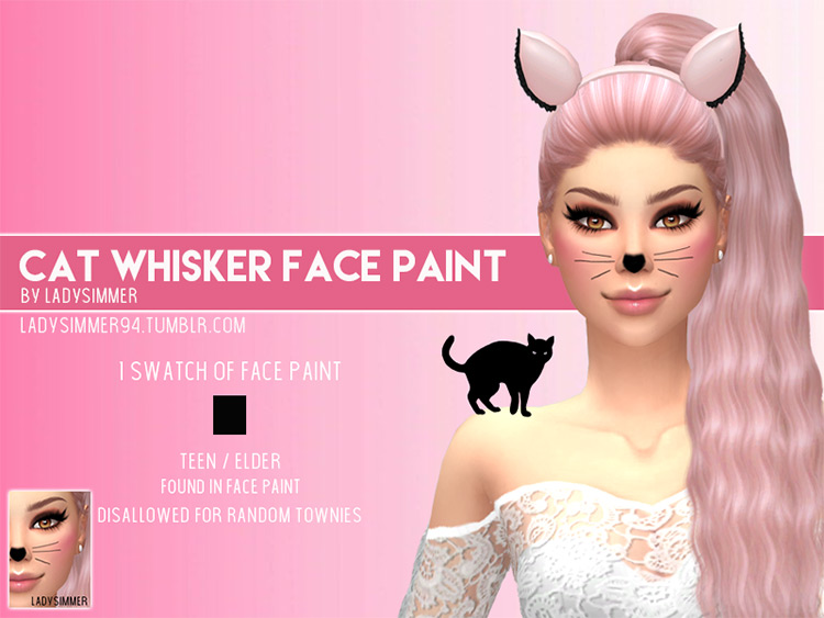 Barva na obličej Cat Whisker pro The Sims 4