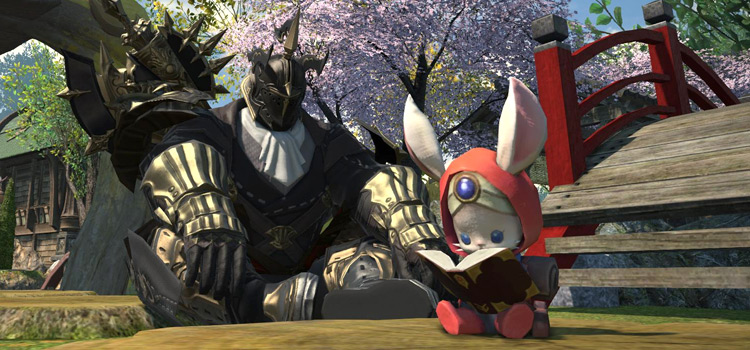 Namingway Minion reading in Final Fantasy XIV