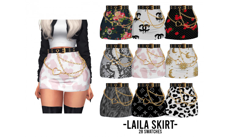 Laila Skirt With Belt / Sims 4 CC