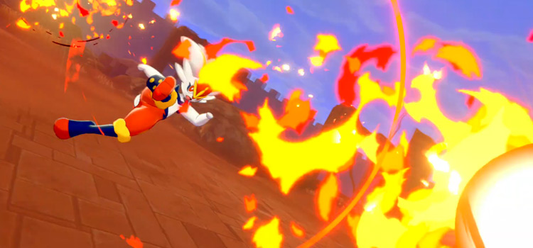 Cinderance using Pyro Ball in Pokemon Sword