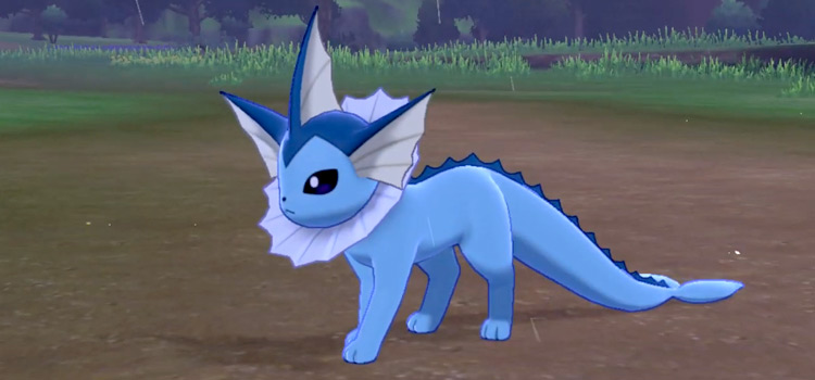 Vaporeon in raining weather / Pokemon Sword Screenshot