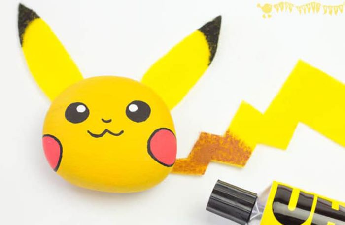 Pebble with pikachu design