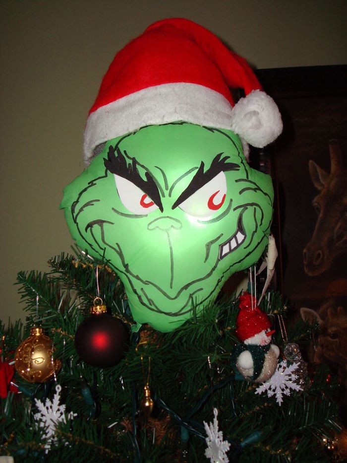 Grinch face tree topper