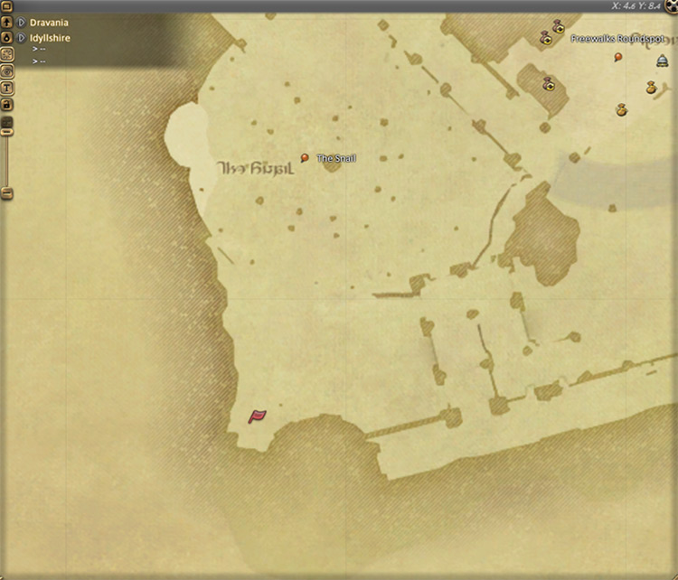 The Gossamer Moogle location in Idyllshire (X:4.6, Y:8.4) screenshot / FFXIV