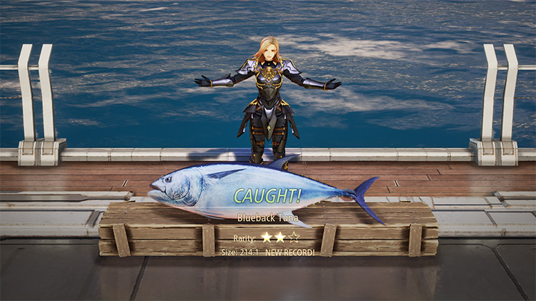Kisara stands proudly over a Blueback Tuna / Tales of Arise