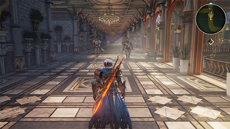 The Autelina Palace, with patrolling Menancia Armored Swordsmen / Tales of Arise