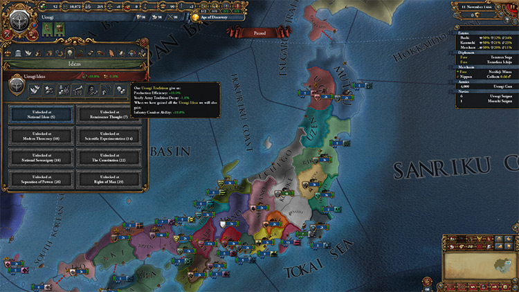 Uesugi's prime position to dominate northern Japan / Europa Universalis IV