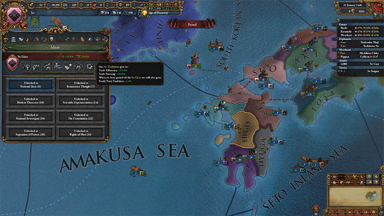 So's ideas are excellent for a piratical or trade-oriented game / EU4