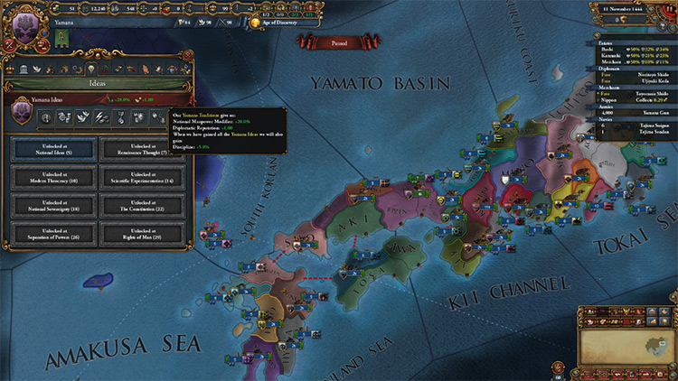 Shimazu's excellent military ideas and starting situation / Europa Universalis IV