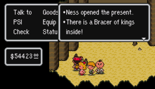 The Bracer of Kings can be found in the Cave of the Pink Cloud / Earthbound
