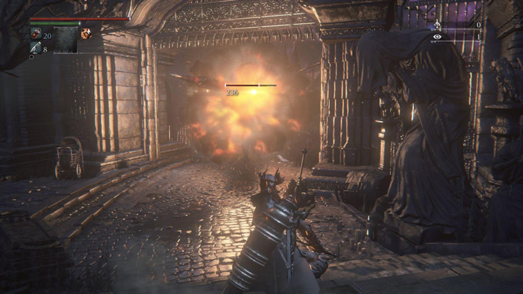 Firing the cannon in Cathedral Ward / Bloodborne