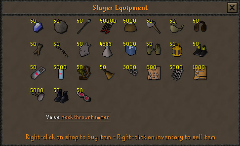 Buying rock thrownhammers from a slayer master / OSRS