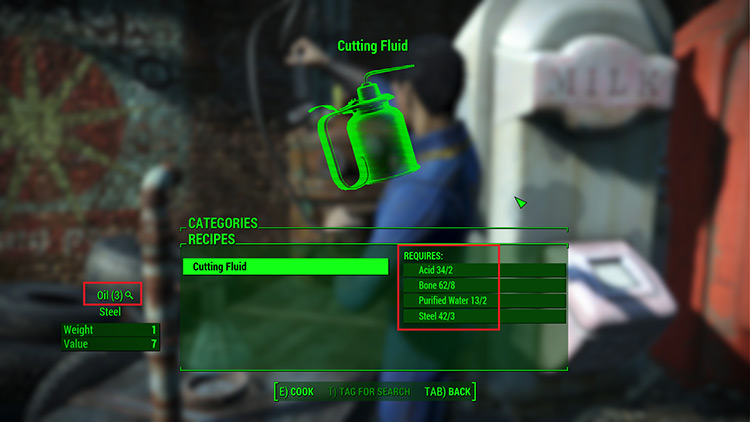 Crafting Cutting Fluid from the Chemistry Station / Fallout 4
