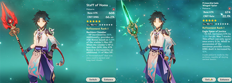 Xiao with Staff of Homa and Primordial Jade Winged-Spear / Genshin Impact