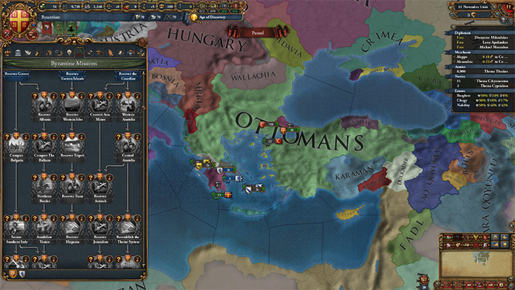 Byzantium's extensive mission tree / EU4